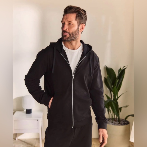 Seraphine Man Navy Full Zip Hoodie Size M Lined Pockets Adjustable Drawstring - Picture 16 of 16